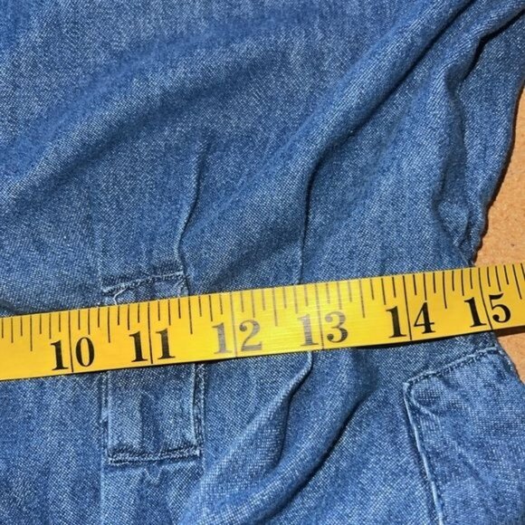 Gotcha Covered Vintage Denim Button-Up Midi Dress w/ Elastic Waist & Pockets 12 - Picture 5 of 11